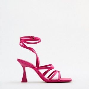 Lace up pink Zara heels only worn once size 8